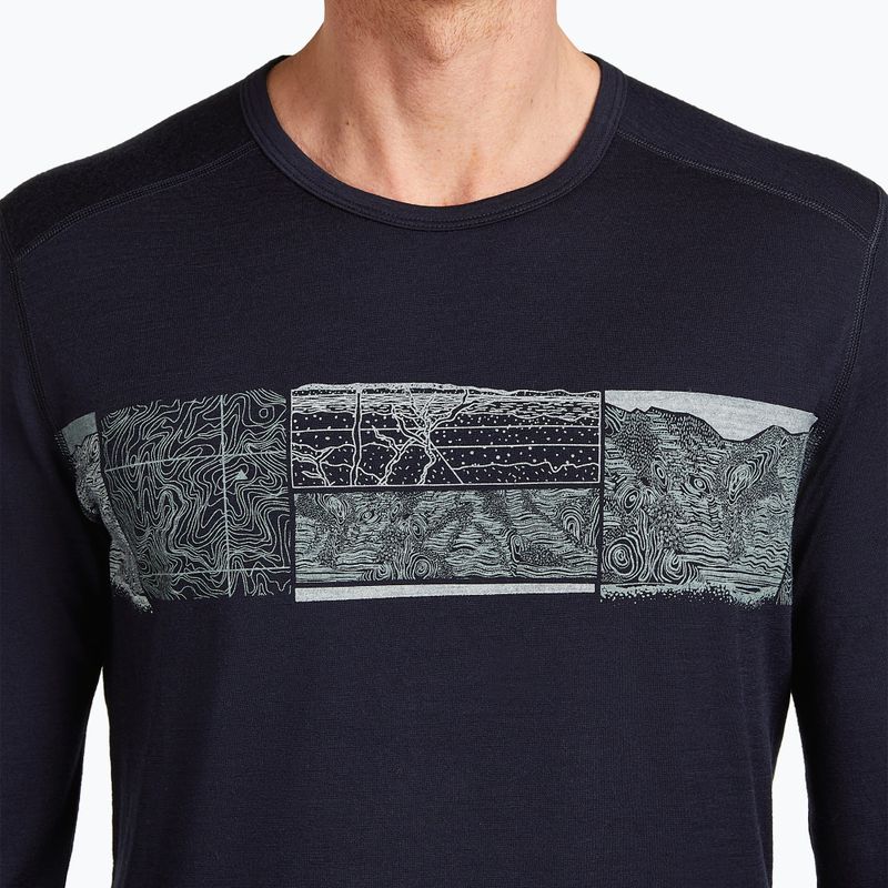 Men's thermal base layer top icebreaker Merino 200 Oasis Crewe Elevation Line midnight navy 5