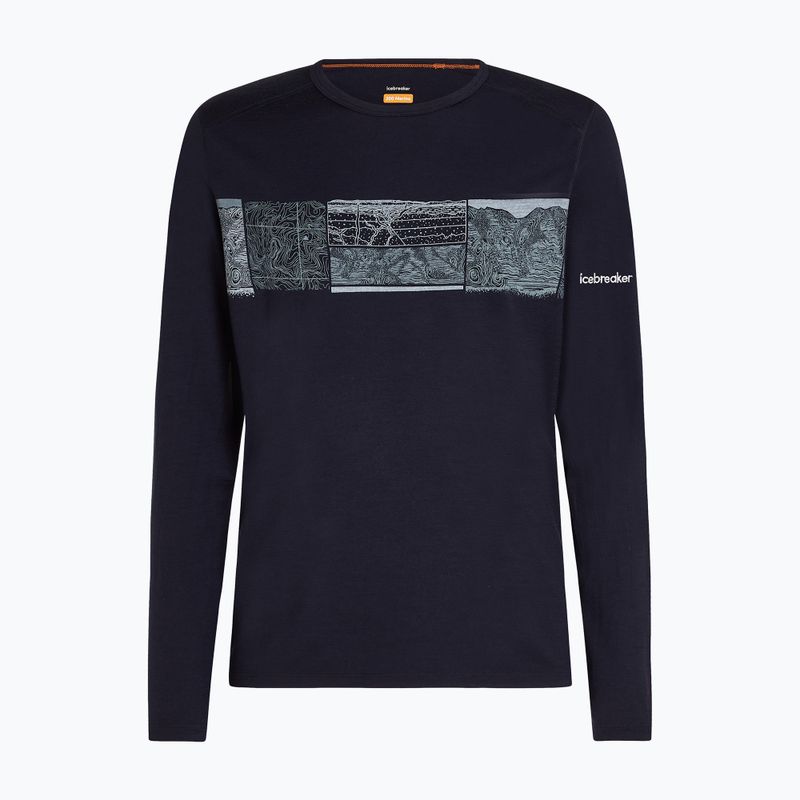 Men's Icebreaker Merino 200 Oasis Crewe Elevation Line midnight navy thermal longsleeve 7
