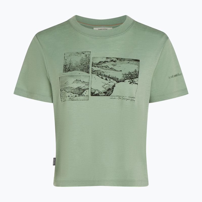 Women's T-shirt icebreaker Merino 150 Tech Lite Crop The Climb seaglass 7