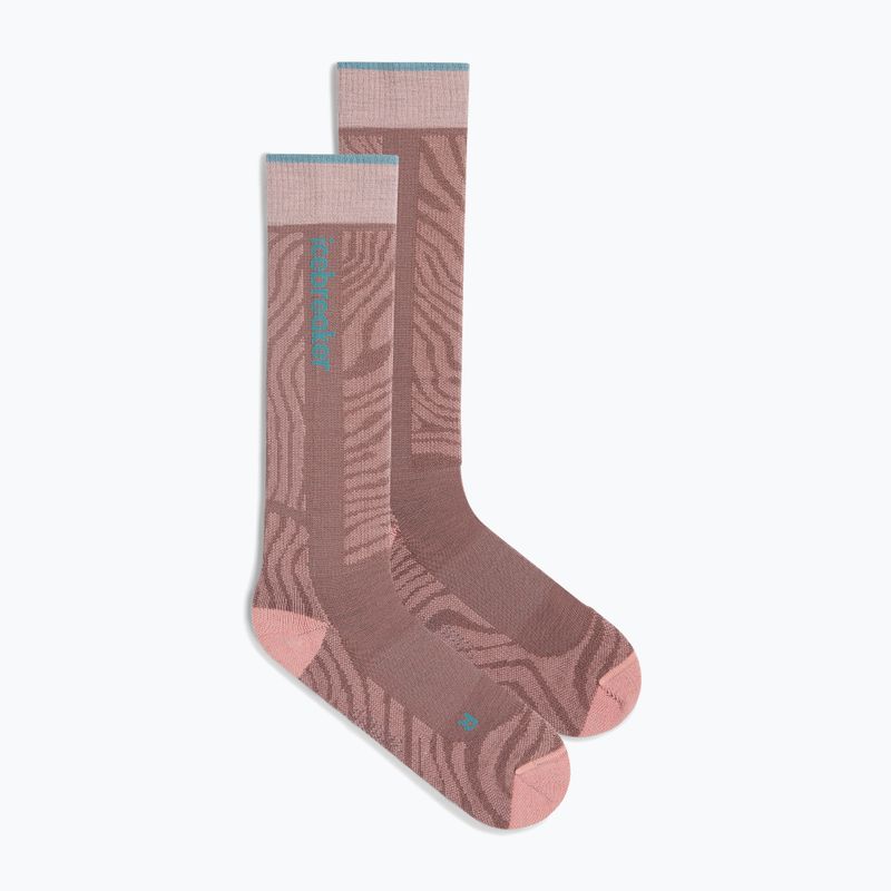 Women's ski socks Icebreaker Merino Ski+ Light OTC Mountain Contour summit/blush/hydro 2