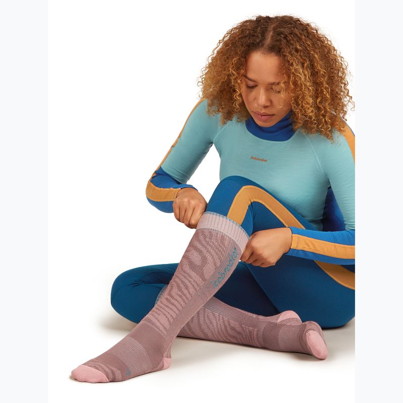 Women's ski socks Icebreaker Merino Ski+ Light OTC Mountain Contour summit/blush/hydro 4
