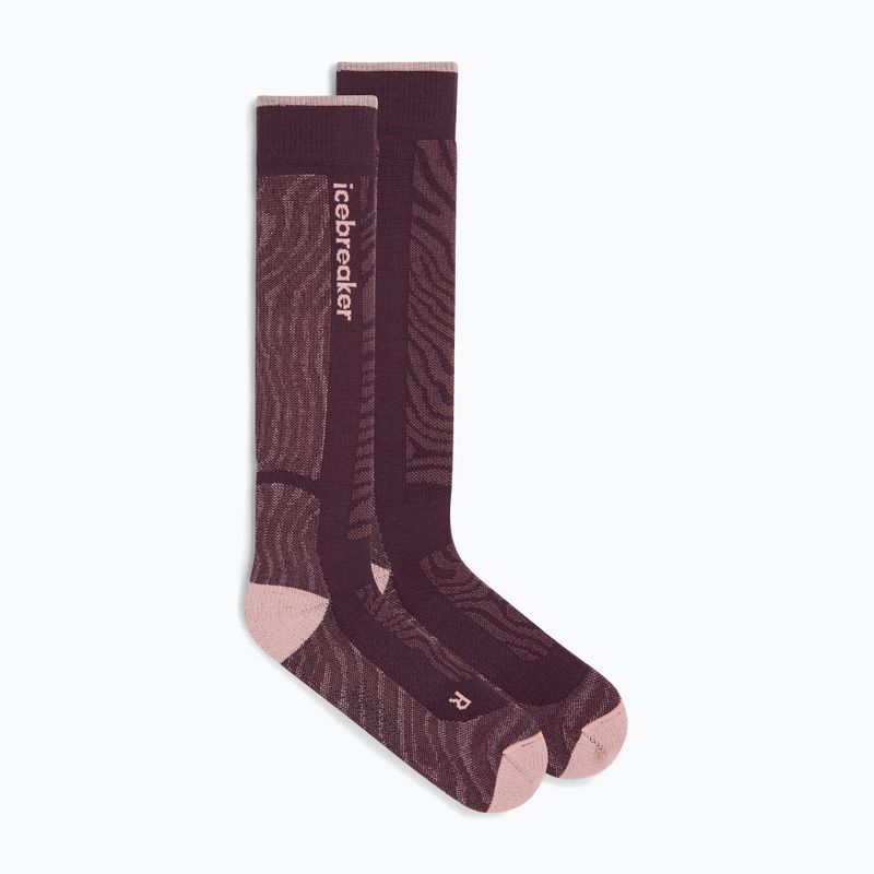 Women's ski socks icebreaker Merino Ski+ Medium OTC Mountain Contour java/blush/summit 2