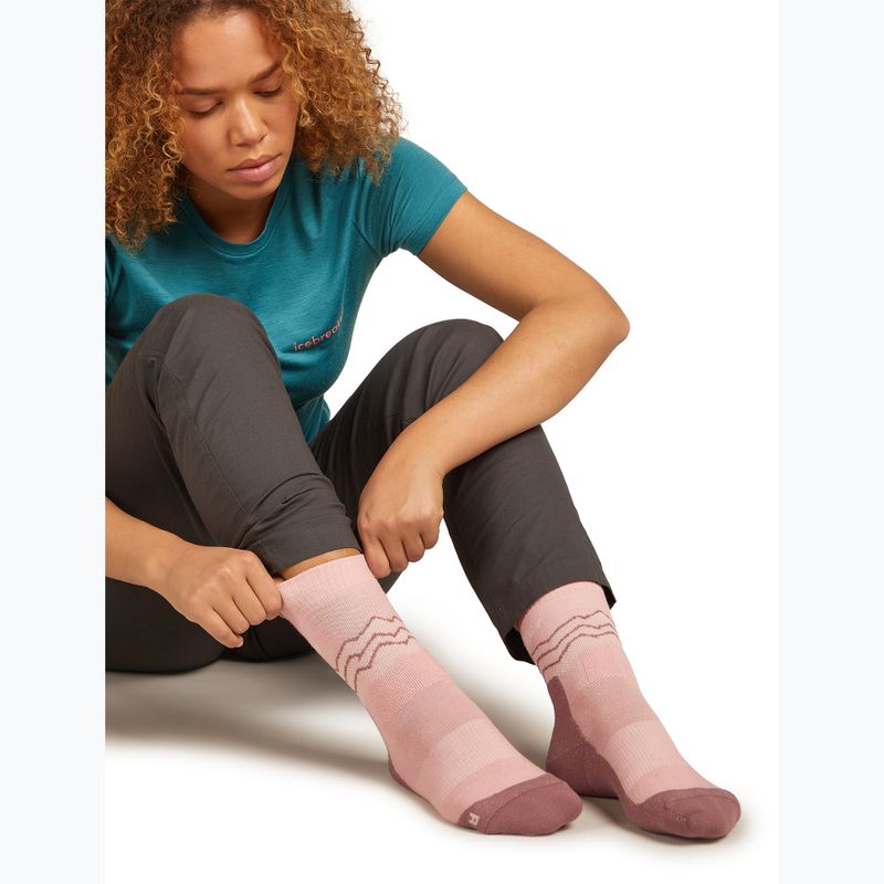 Women's socks icebreaker Merino Hike+ Medium Crew Across the Peaks blush/summit/ecru heather 4