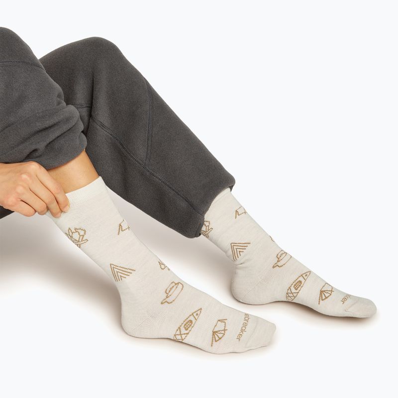 Women's socks icebreaker Merino Ultralight Crew Camp Ess ecru heather/sand 4
