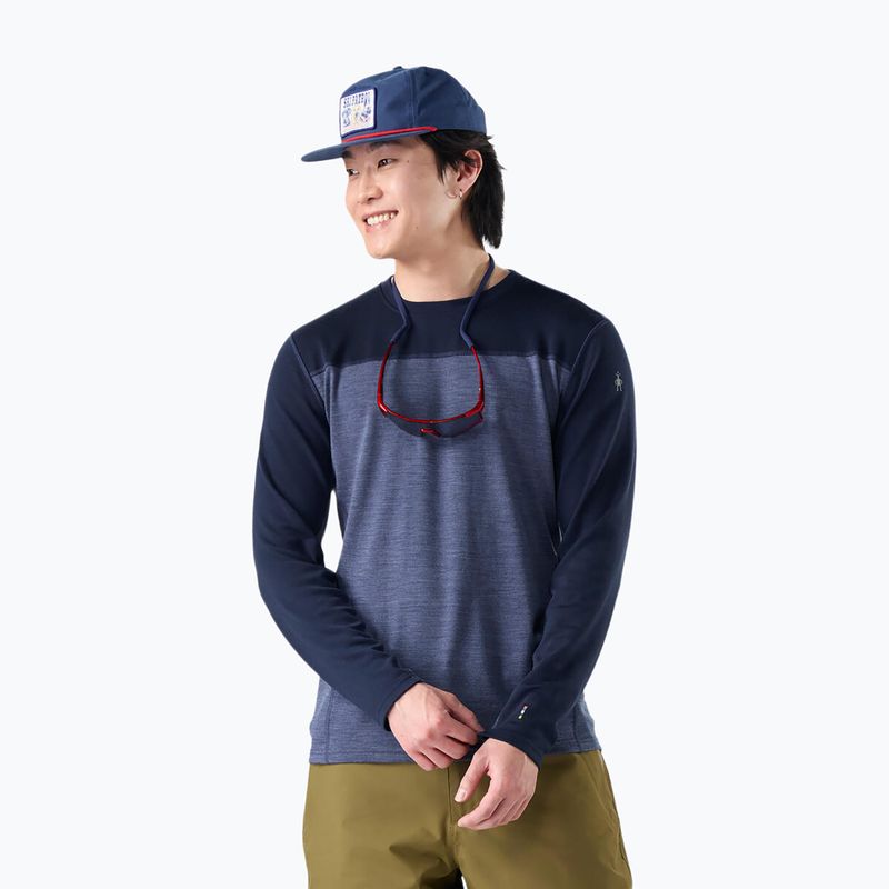 Men's thermal sweatshirt Smartwool Classic Thermal Merino Base Layer Colorblock Crew Boxed deep navy/nightfall