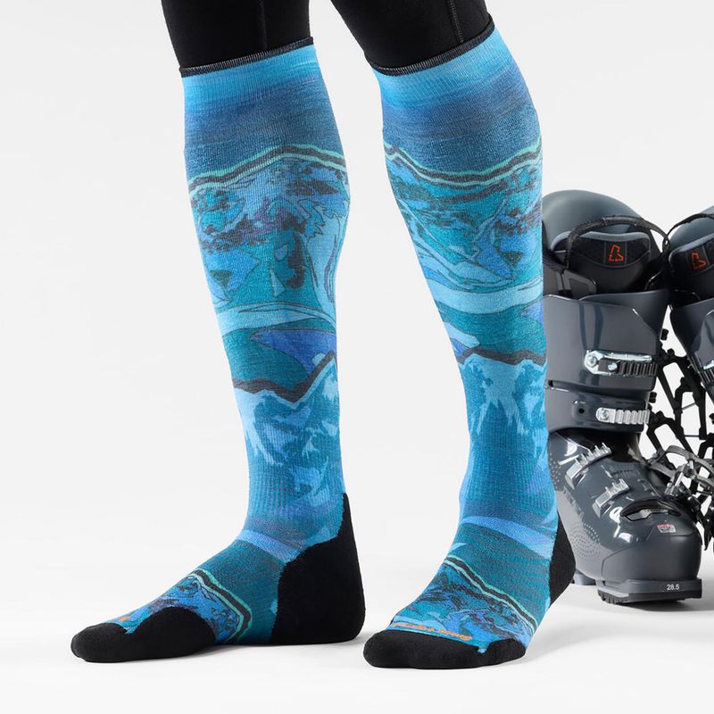 Ski socks Smartwool Ski Targeted Cushion Storm Peak Print OTC nightfall blue 2