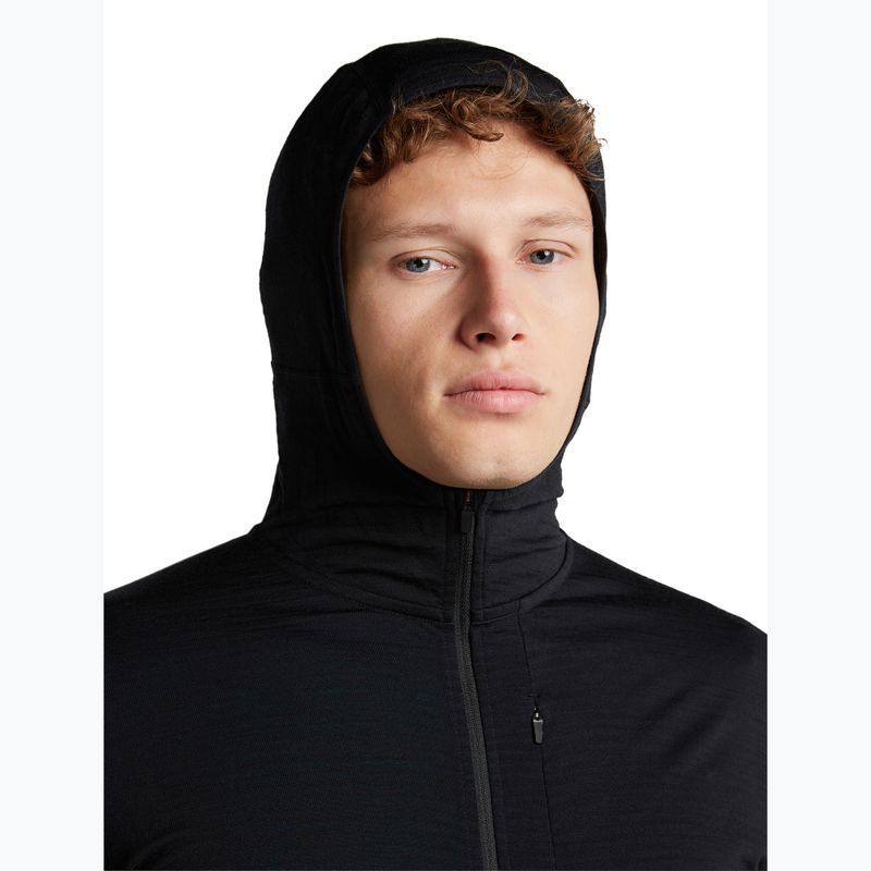 Men's trekking sweatshirt Icebreaker Merino 200 Realfleece Descender Half Zip Hoodie black 6