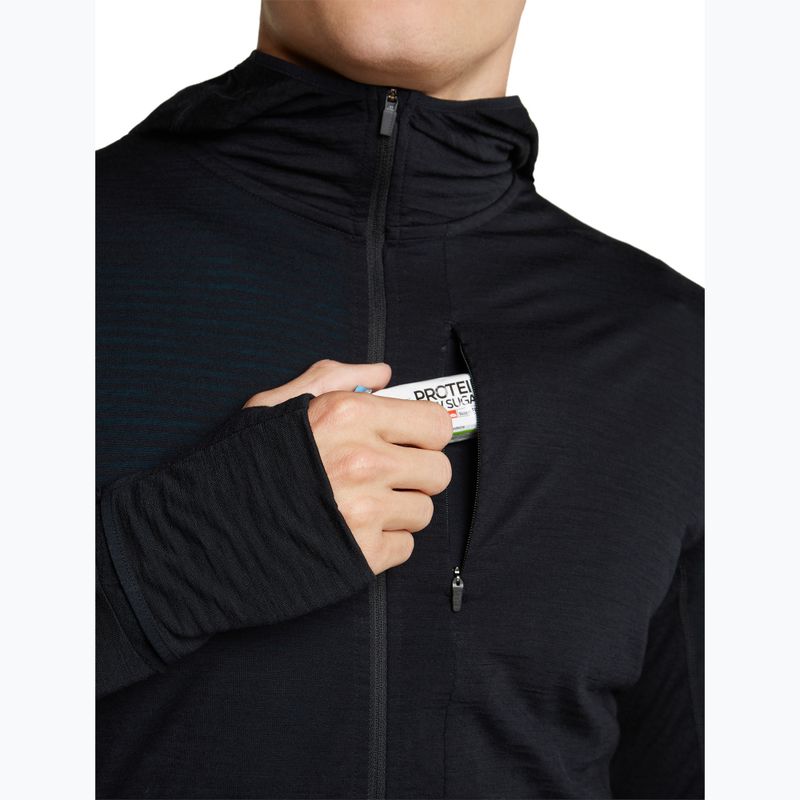Men's trekking sweatshirt Icebreaker Merino 200 Realfleece Descender Half Zip Hoodie black 7