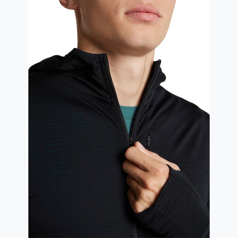 Men's trekking sweatshirt Icebreaker Merino 200 Realfleece Descender Half Zip Hoodie black 8