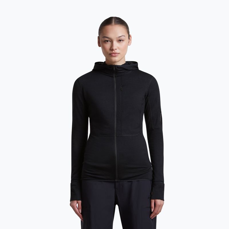 Women's trekking sweatshirt Icebreaker Merino 200 Realfleece Descender Half Zip Hoodie black