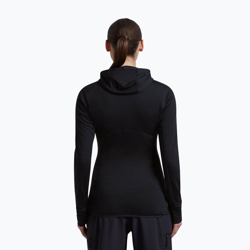 Women's trekking sweatshirt Icebreaker Merino 200 Realfleece Descender Half Zip Hoodie black 3