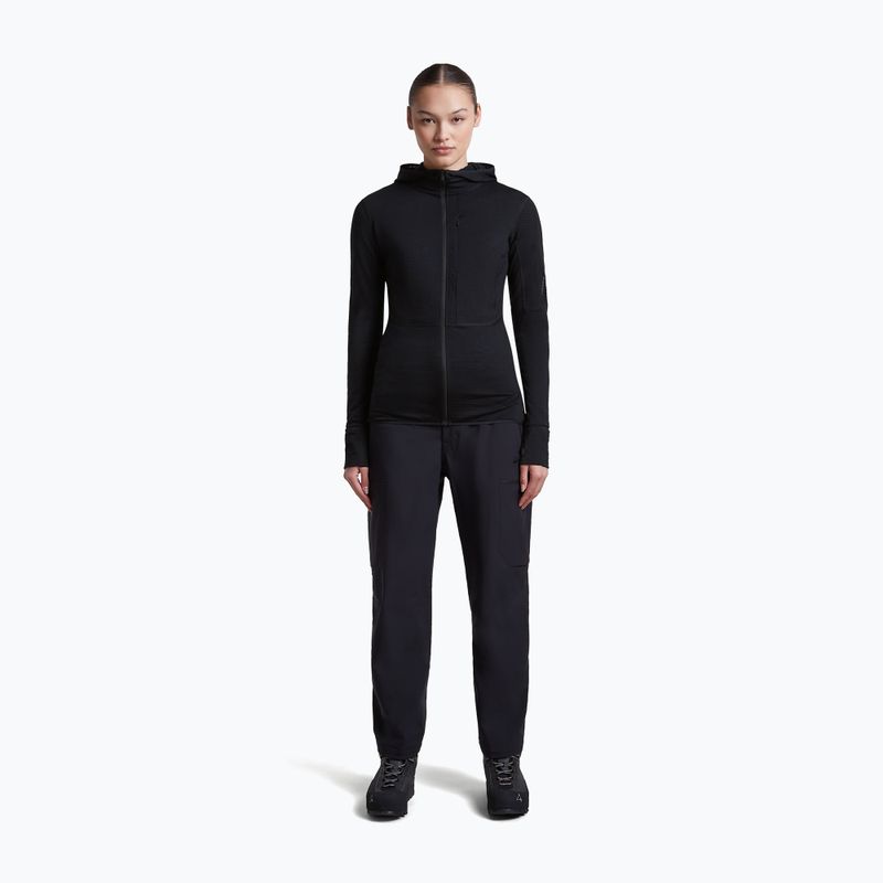 Women's trekking sweatshirt Icebreaker Merino 200 Realfleece Descender Half Zip Hoodie black 4