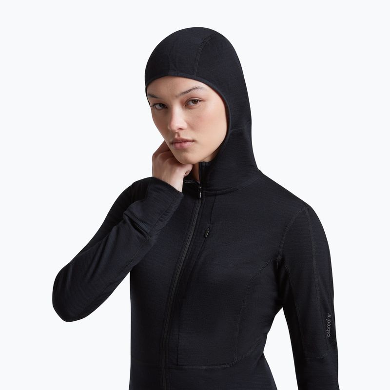 Women's trekking sweatshirt Icebreaker Merino 200 Realfleece Descender Half Zip Hoodie black 6