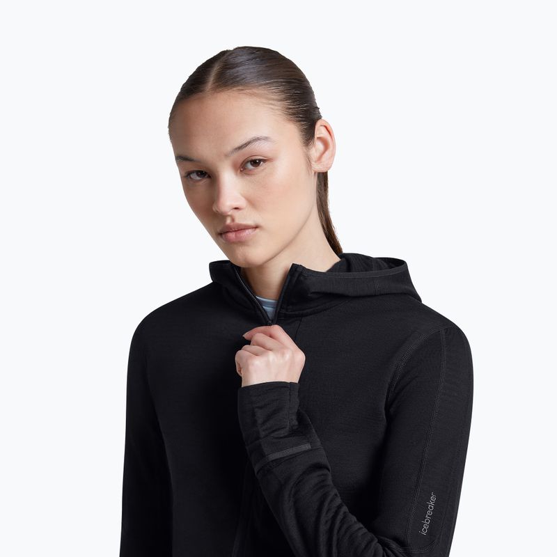 Women's trekking sweatshirt Icebreaker Merino 200 Realfleece Descender Half Zip Hoodie black 7