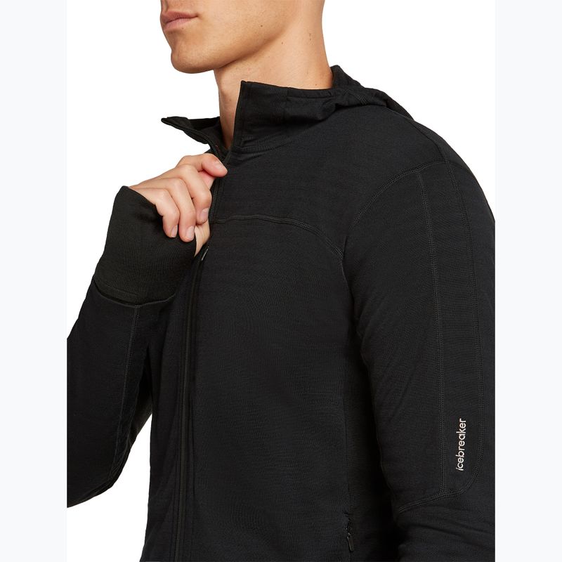 Men's trekking sweatshirt Icebreaker Merino 300 Realfleece Descender Zip Hoodie black 4