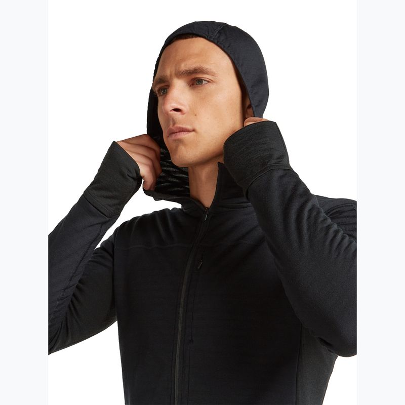 Men's trekking sweatshirt Icebreaker Merino 300 Realfleece Descender Zip Hoodie black 6