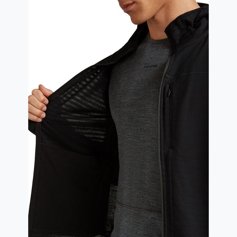 Men's trekking sweatshirt Icebreaker Merino 300 Realfleece Descender Zip Hoodie black 7