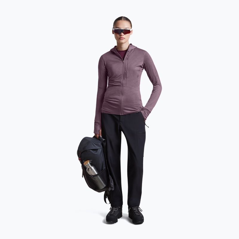 Women's trekking sweatshirt Icebreaker Merino 200 Realfleece Descender Half Zip Hoodie grey plum 2