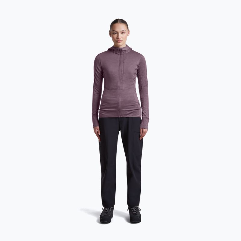 Women's trekking sweatshirt Icebreaker Merino 200 Realfleece Descender Half Zip Hoodie grey plum 4