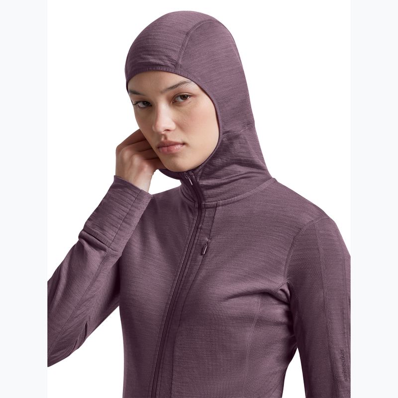 Women's trekking sweatshirt Icebreaker Merino 200 Realfleece Descender Half Zip Hoodie grey plum 6
