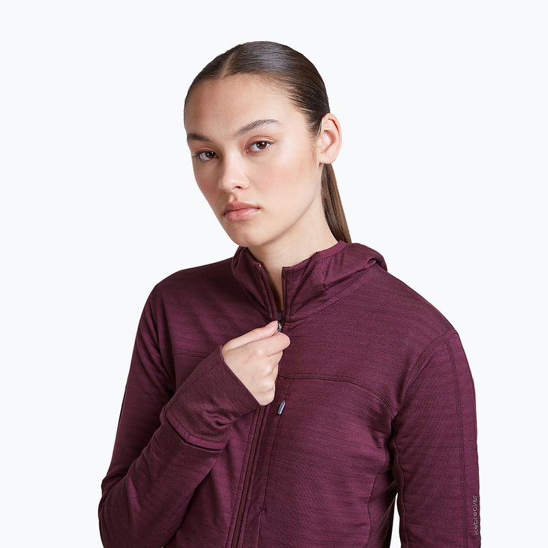 Women's trekking sweatshirt Icebreaker Merino 300 Realfleece Descender Zip Hoodie dark berry 4
