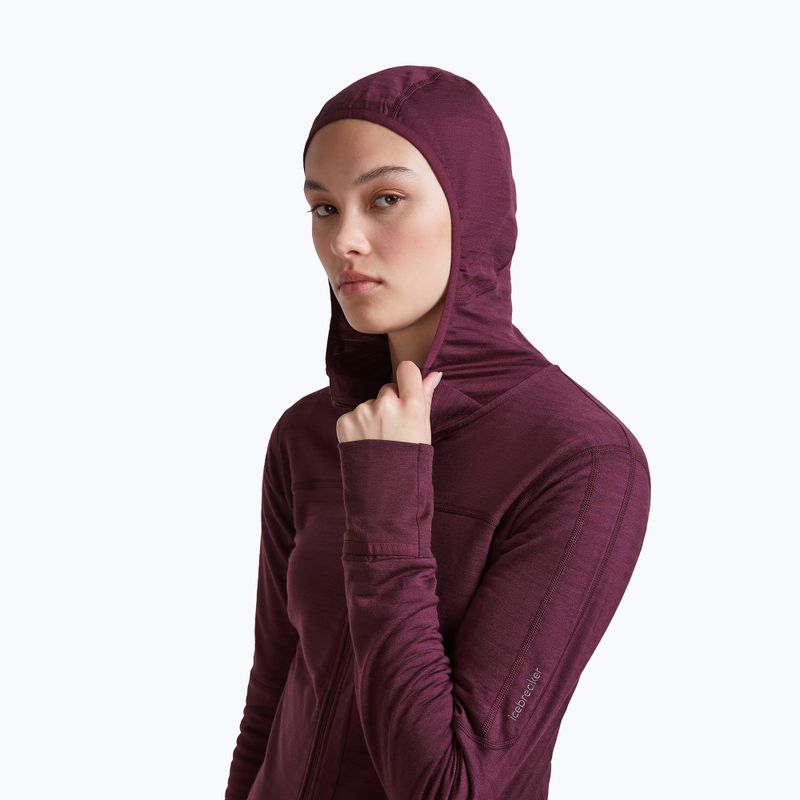 Women's trekking sweatshirt Icebreaker Merino 300 Realfleece Descender Zip Hoodie dark berry 5