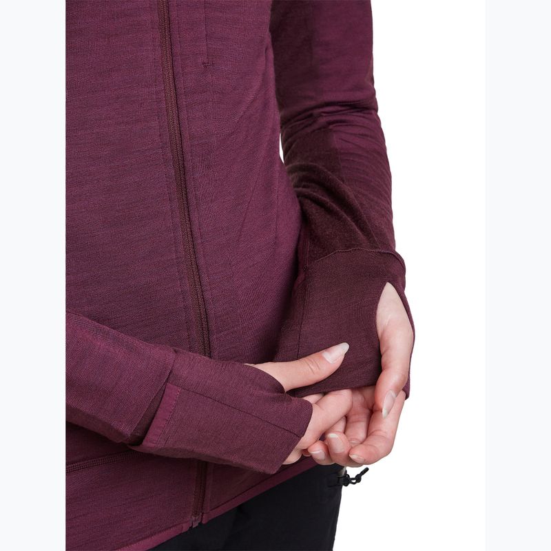 Women's trekking sweatshirt Icebreaker Merino 300 Realfleece Descender Zip Hoodie dark berry 9