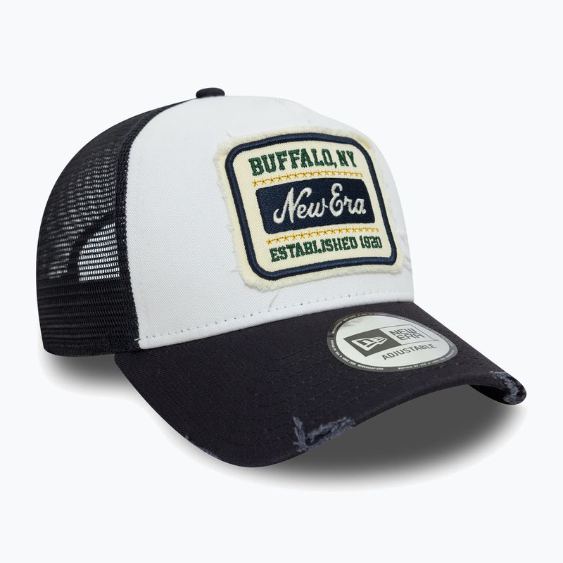 New Era NE Patch Distressed Trucker cap white