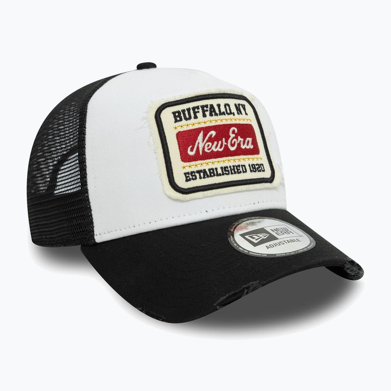 New Era NE Patch Distress Trucker cap white