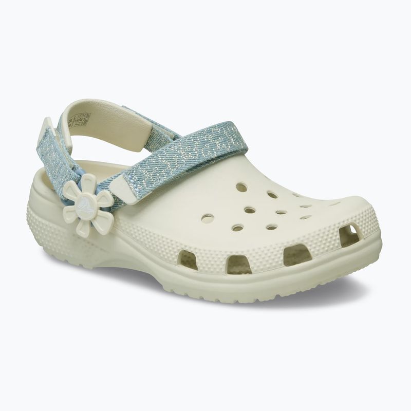 Children's slides Crocs Classic Denim Flower Adjutment Backstrap summit white 9