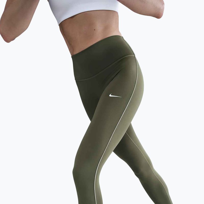 Women's leggings Nike One High-Waisted medium olive/white 3