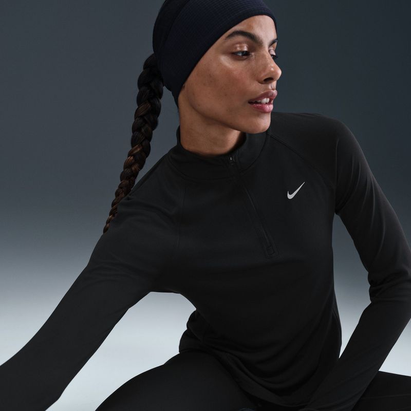 Women's running sweatshirt Nike Tempo Swoosh Run Dri-Fit 1/4-Zip black/white 4