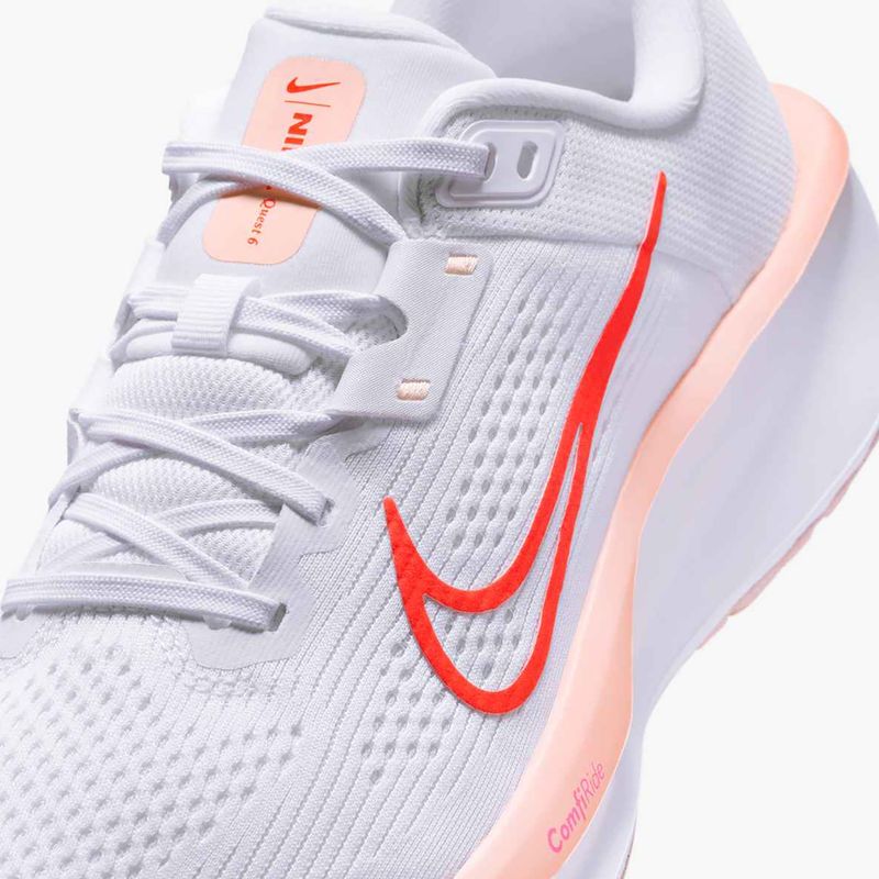 Women's running shoes Nike Quest 6 white / bright crimson / washed coral 9