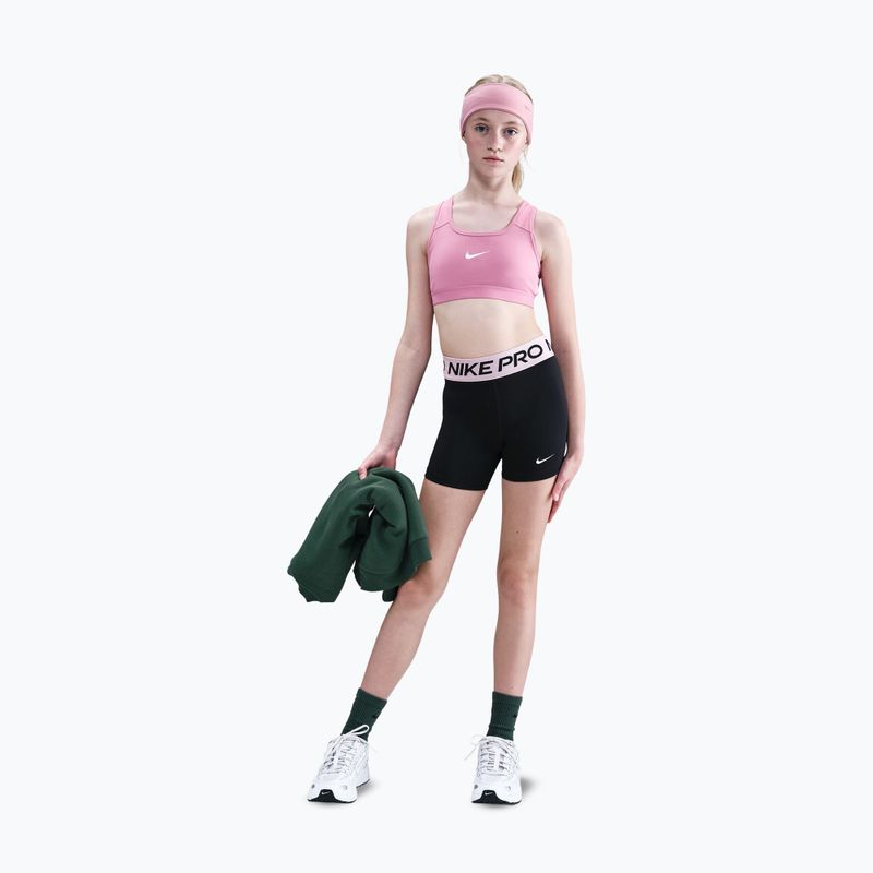 Nike Pro children's shorts black/med soft pink/white 2