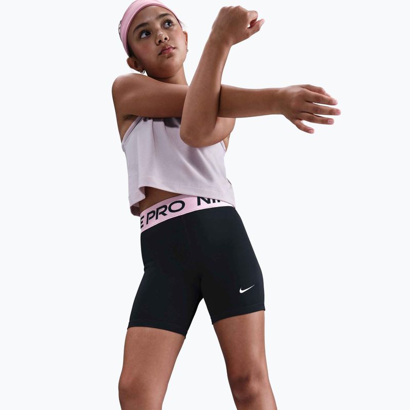 Children's shorts Nike Pro Dri-Fit 5" black/med soft pink/white 4