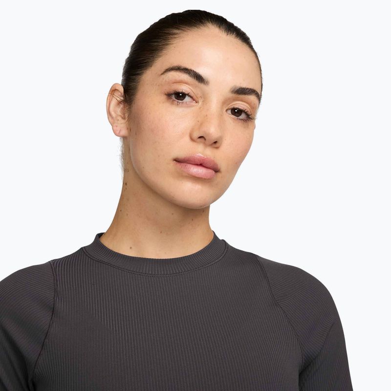 Women's T-shirt Nike Zenvy Rib Dri-Fit thunder grey/white 3