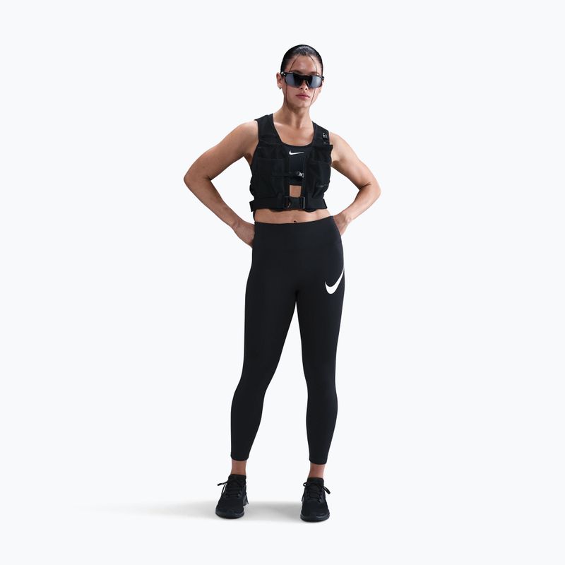 Women's running leggings Nike Tempo Swoosh Run High-Waisted 7/8 black/white 2