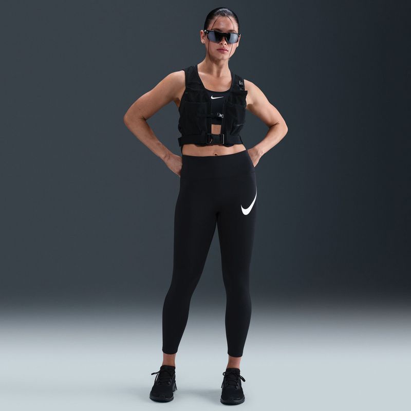 Women's running leggings Nike Tempo Swoosh Run High-Waisted 7/8 black/white 7