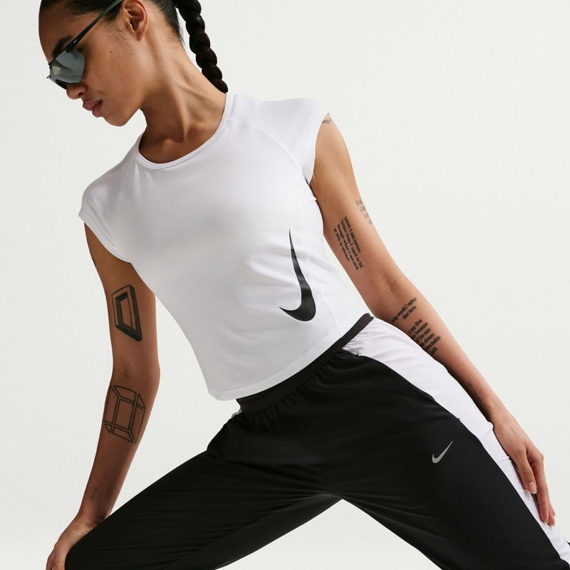Women's running trousers Nike Tempo Swoosh Dri-Fit Mid-Rise 7/8 black/white 7