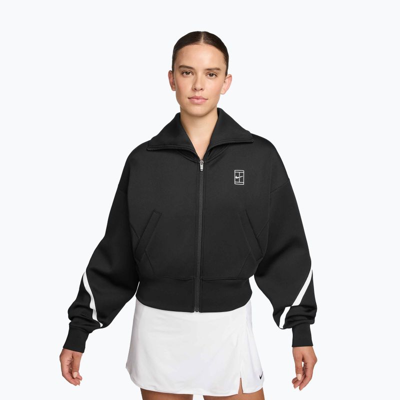 Women's tennis sweatshirt Nike Advantage Dri-Fit FZ black/white