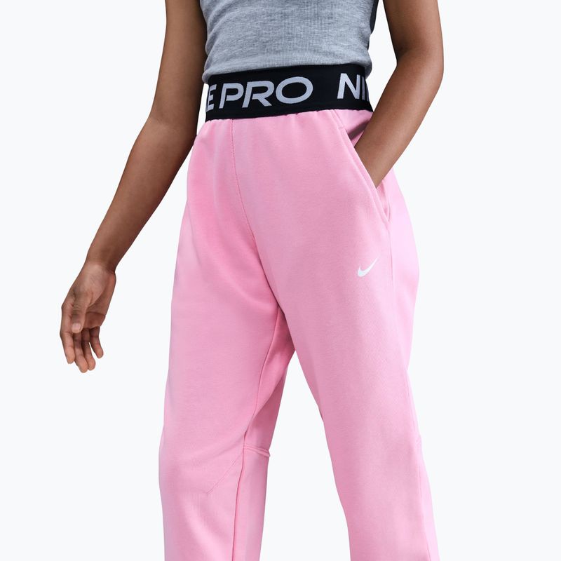 Children's trousers Nike Pro Fleece Dri-Fit med soft pink/med soft pink/black/white 5