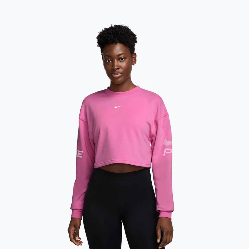 Women's training sweatshirt Nike Pro Dri-Fit Loose Crew-Neck playful pink/pink foam/white