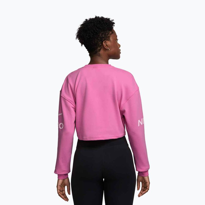 Women's training sweatshirt Nike Pro Dri-Fit Loose Crew-Neck playful pink/pink foam/white 2