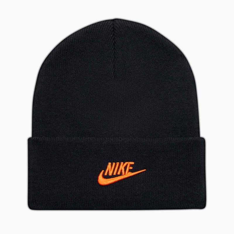 Children's winter hat Nike Peak black/safety orange