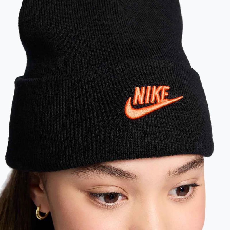 Children's winter hat Nike Peak black/safety orange 5