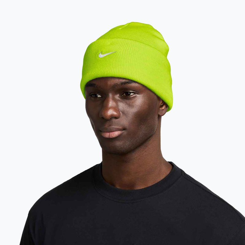 Winter hat Nike Peak Swoosh Beanie cyber/white 2