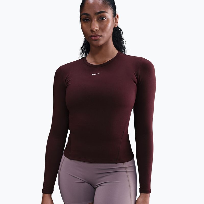 Women's longsleeve Nike One Fitted Dri-Fit burgundy crush/white