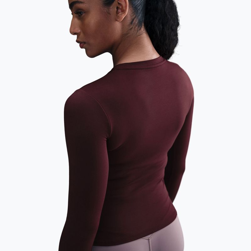 Women's longsleeve Nike One Fitted Dri-Fit burgundy crush/white 4