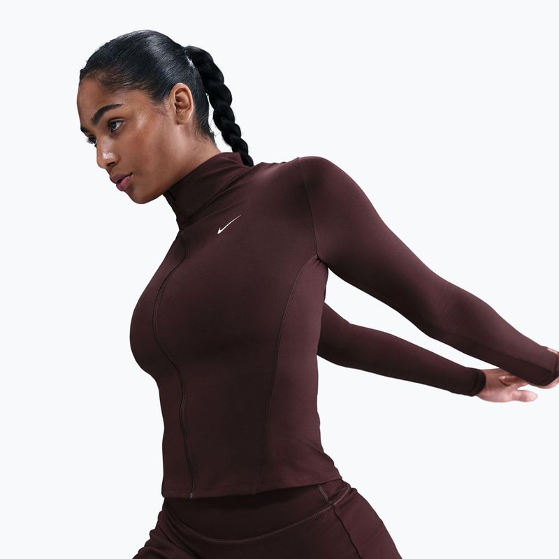 Women's training sweatshirt Nike One Fitted Dri-Fit Full-Zip burgundy crush/white 4