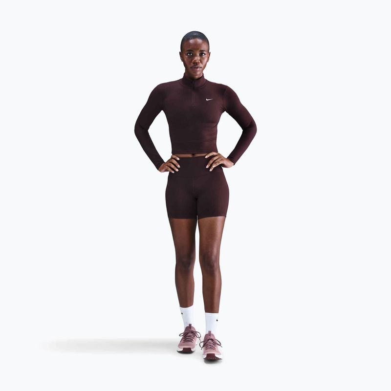 Women's Nike One Fitted Longsleeve Dri-Fit 1/4 Zip Mid Layer burgundy crush/white 2